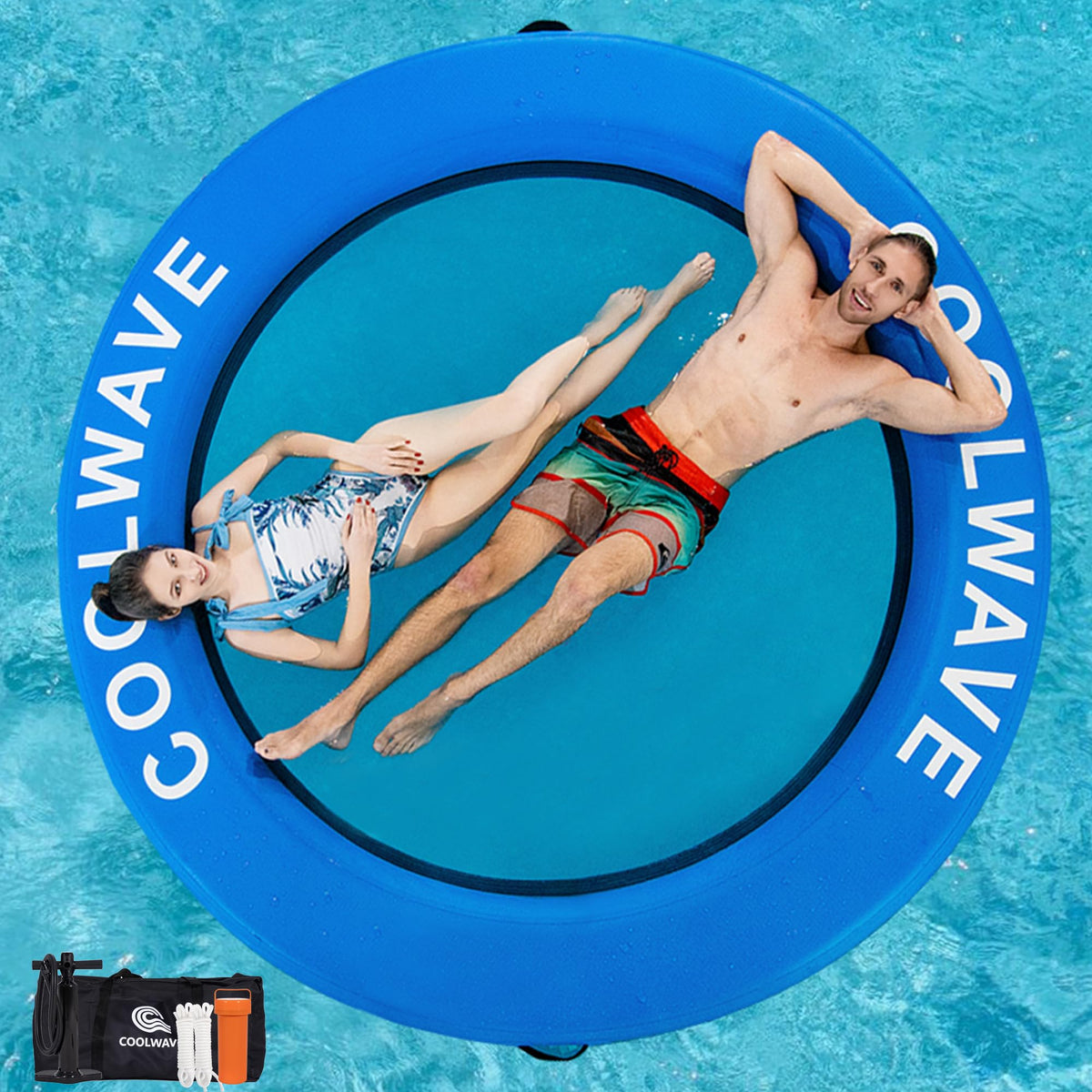 Inflatable Water Hammock Floating Dock with Cup Holders E705428
