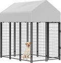 Outdoor Dog Kennel with Roof, 6' x 4' x 6' Heavy Duty Welded Wire Dog Playpen Enclosure X89614