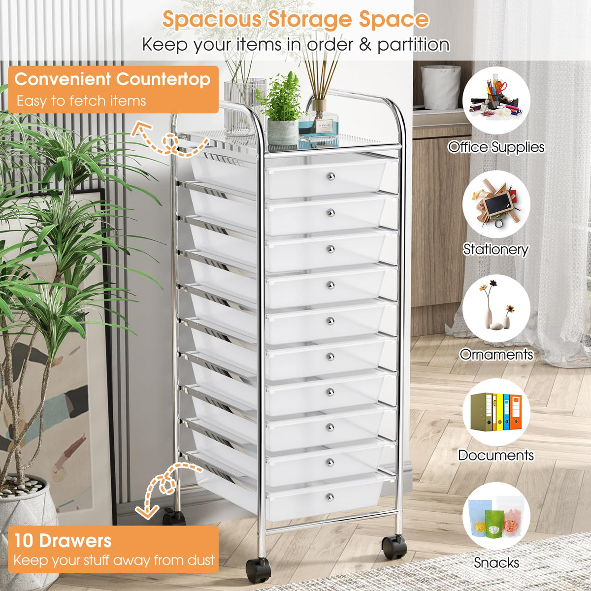 10 Drawers Rolling Storage Cart U482