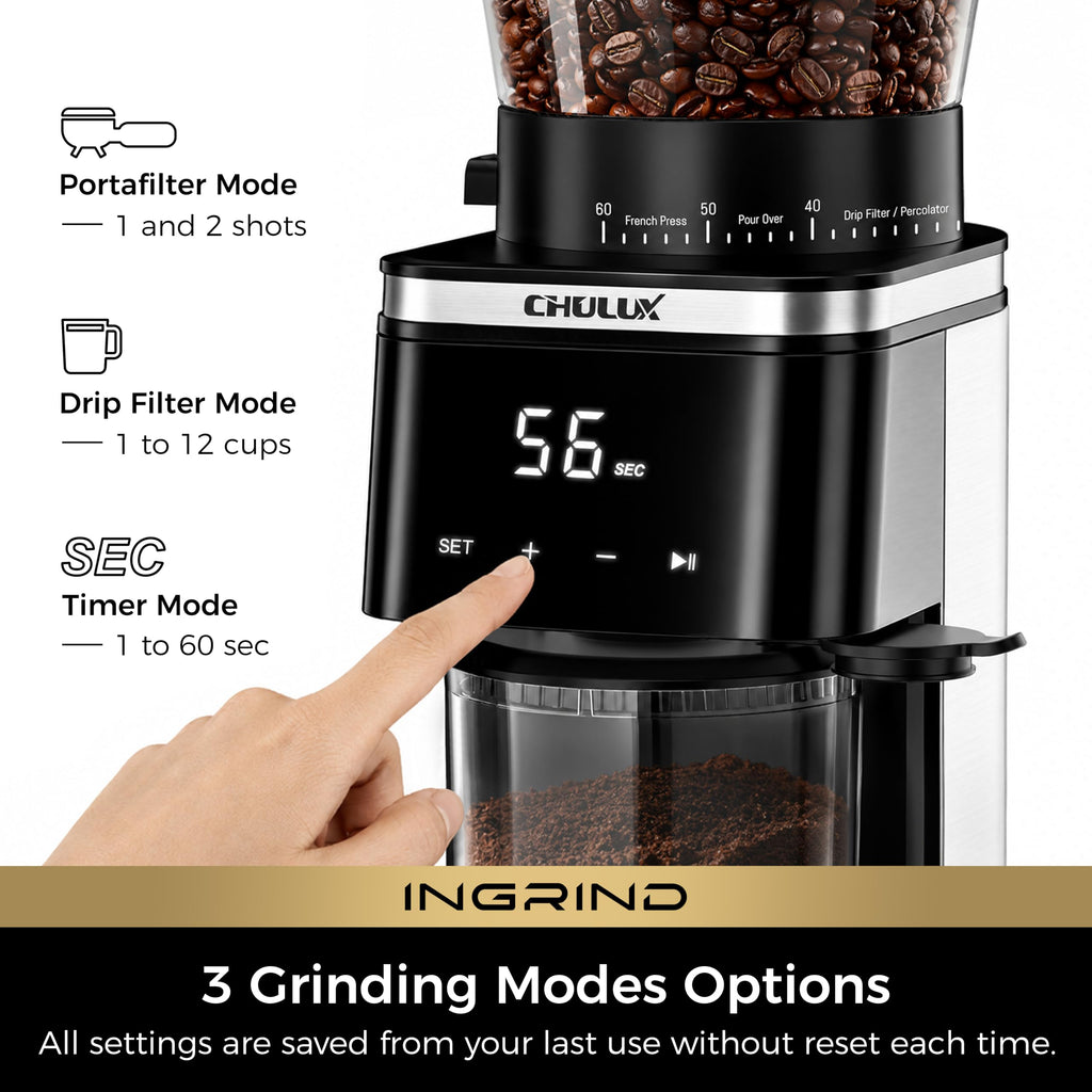 Dark Blue Espresso Machine with Conical Burr Coffee Grinder P1300