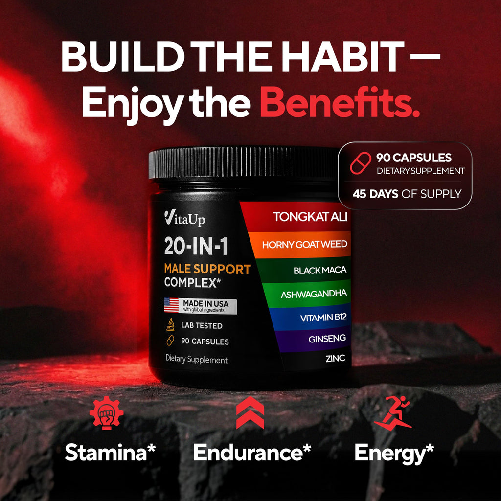 90 Vegan Caps Men Supplements with Tongkat Ali, Black Maca Root, Zinc, Vitamin B12 Q437314