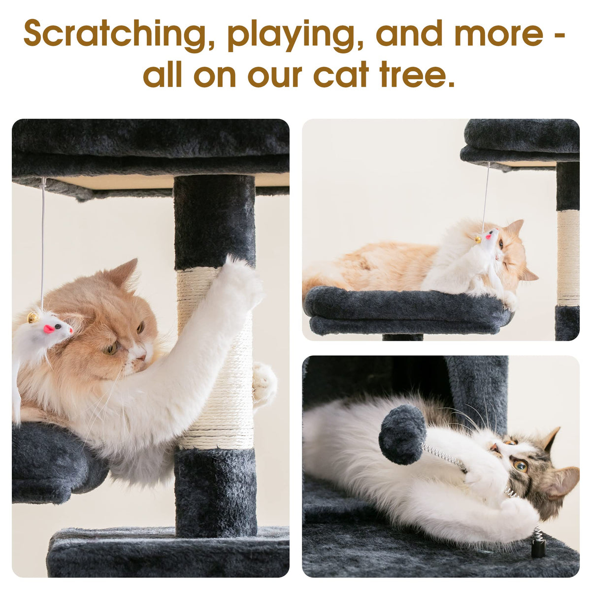 70.1-Inch Multi-Level Plush Cat Tree with Hammock R693115