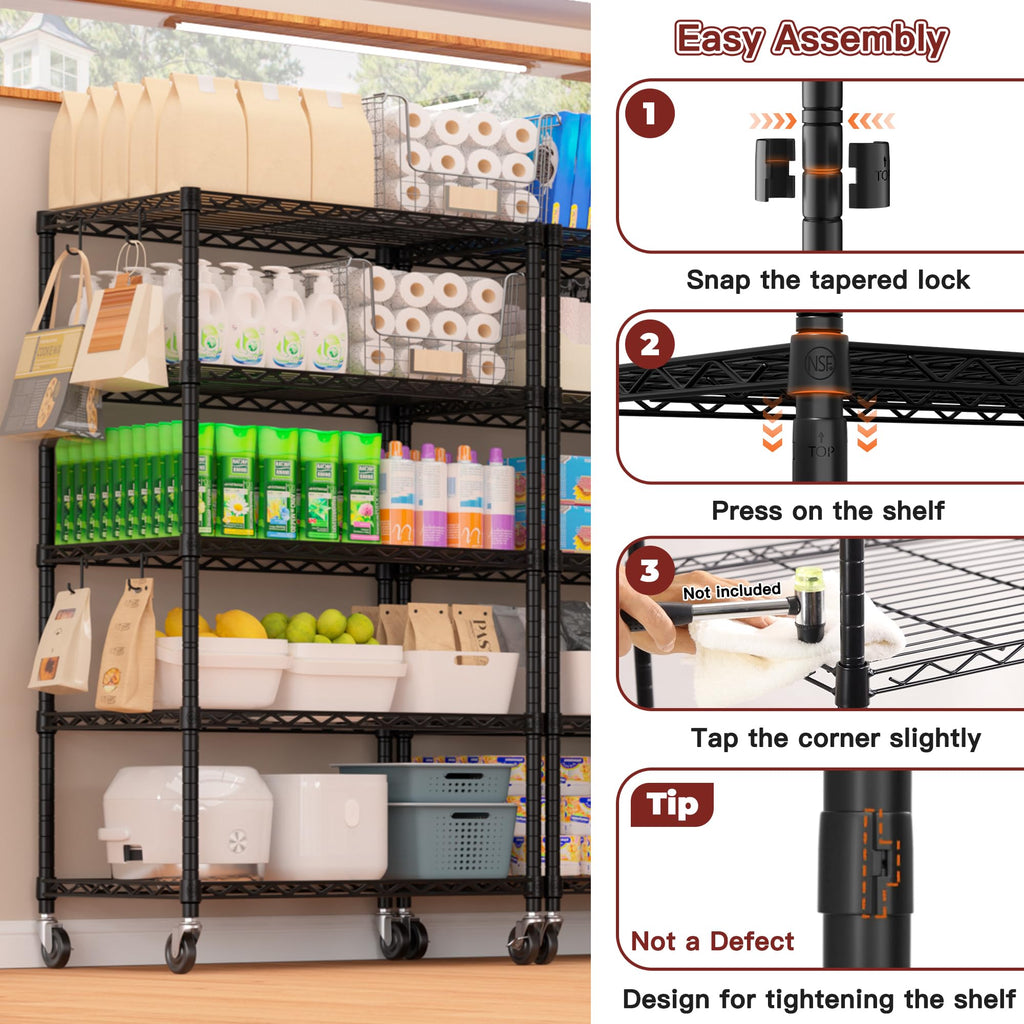 Wire Storage Rack with Wheels Metal Shelving E803197