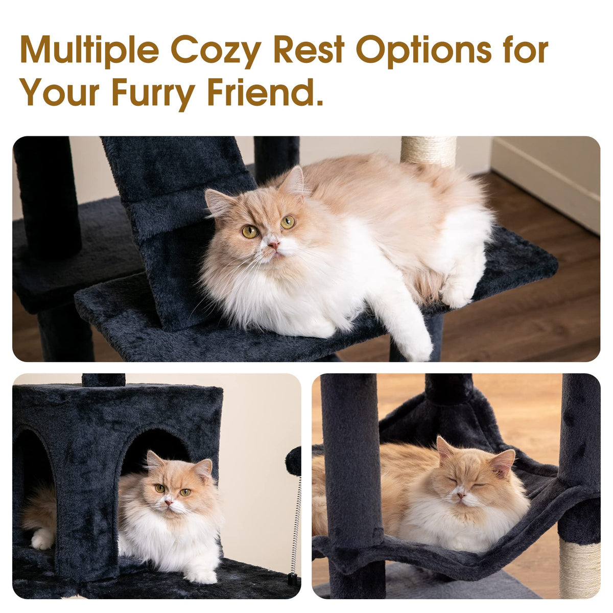 70.1-Inch Multi-Level Plush Cat Tree with Hammock R693115