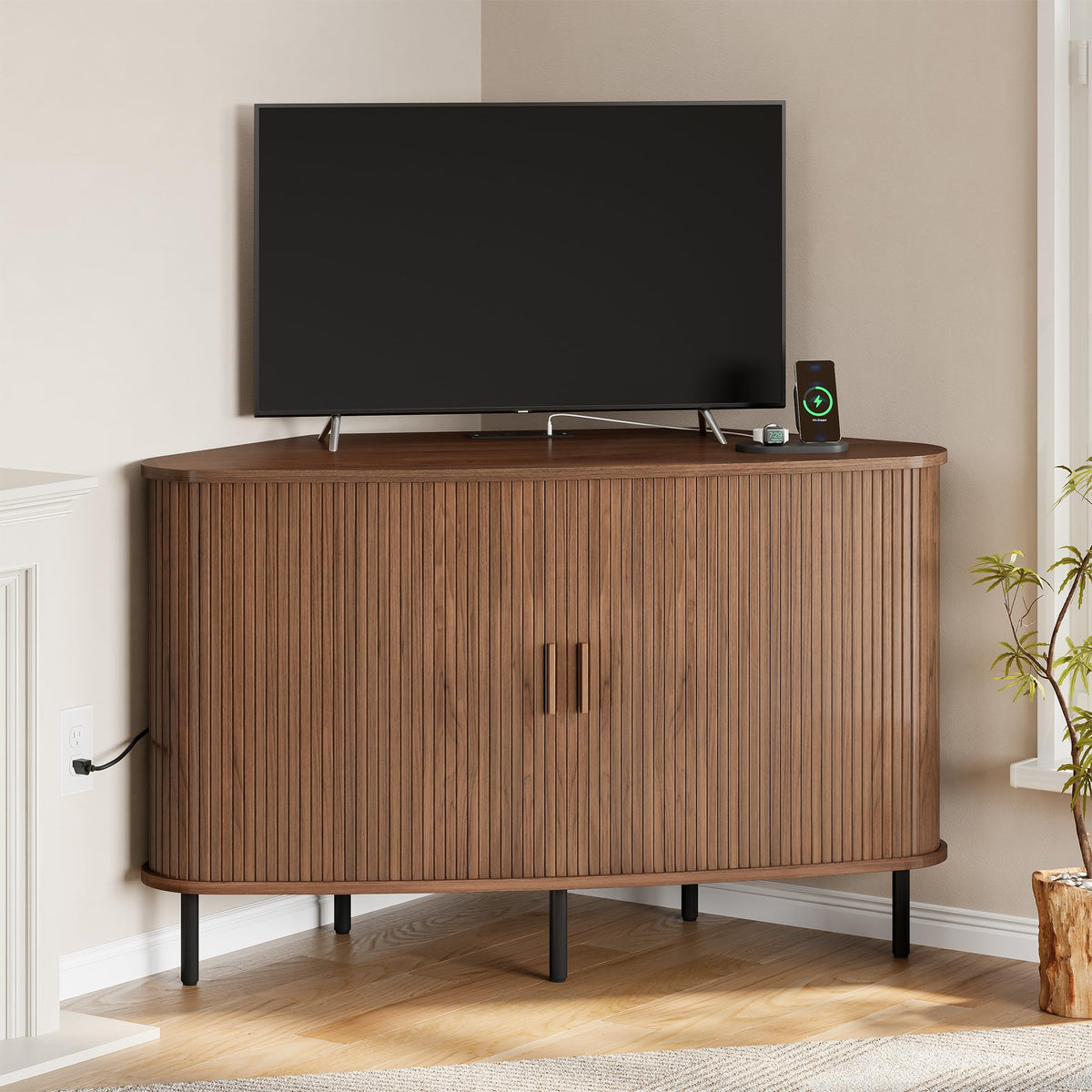 47" Walnut Corner TV Stand R10162