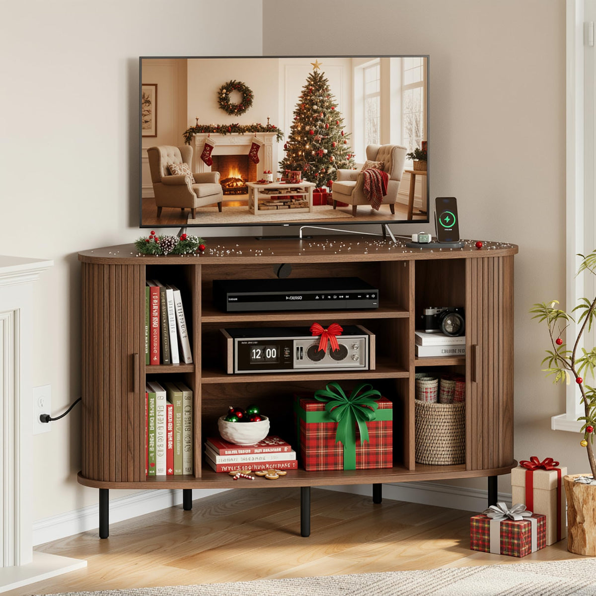 47" Walnut Corner TV Stand R10162
