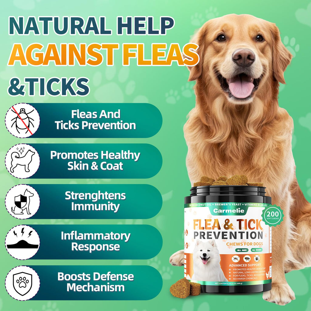 Flea and Tick Prevention for Dogs Chewables, 200 Soft Chews D76606