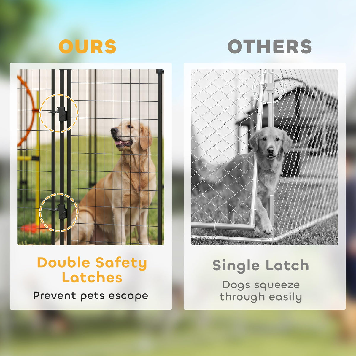 Outdoor Dog Kennel with Roof, 6' x 4' x 6' Heavy Duty Welded Wire Dog Playpen Enclosure X89614