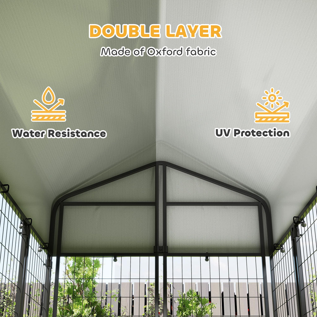 Outdoor Dog Kennel with Roof, 6' x 4' x 6' Heavy Duty Welded Wire Dog Playpen Enclosure X89614