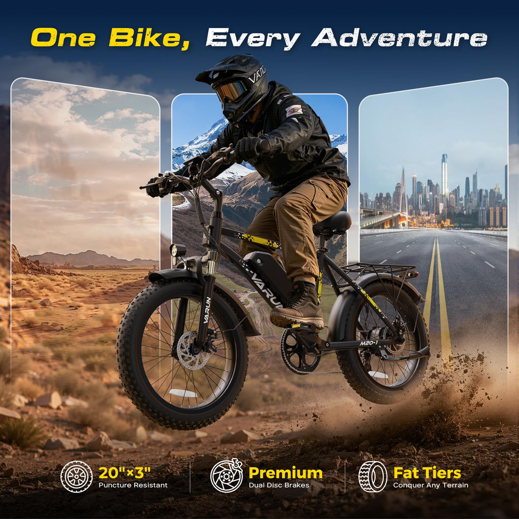 1000W Peak Motor 60+ Miles Fat Tire 20" Electric Bike S477
