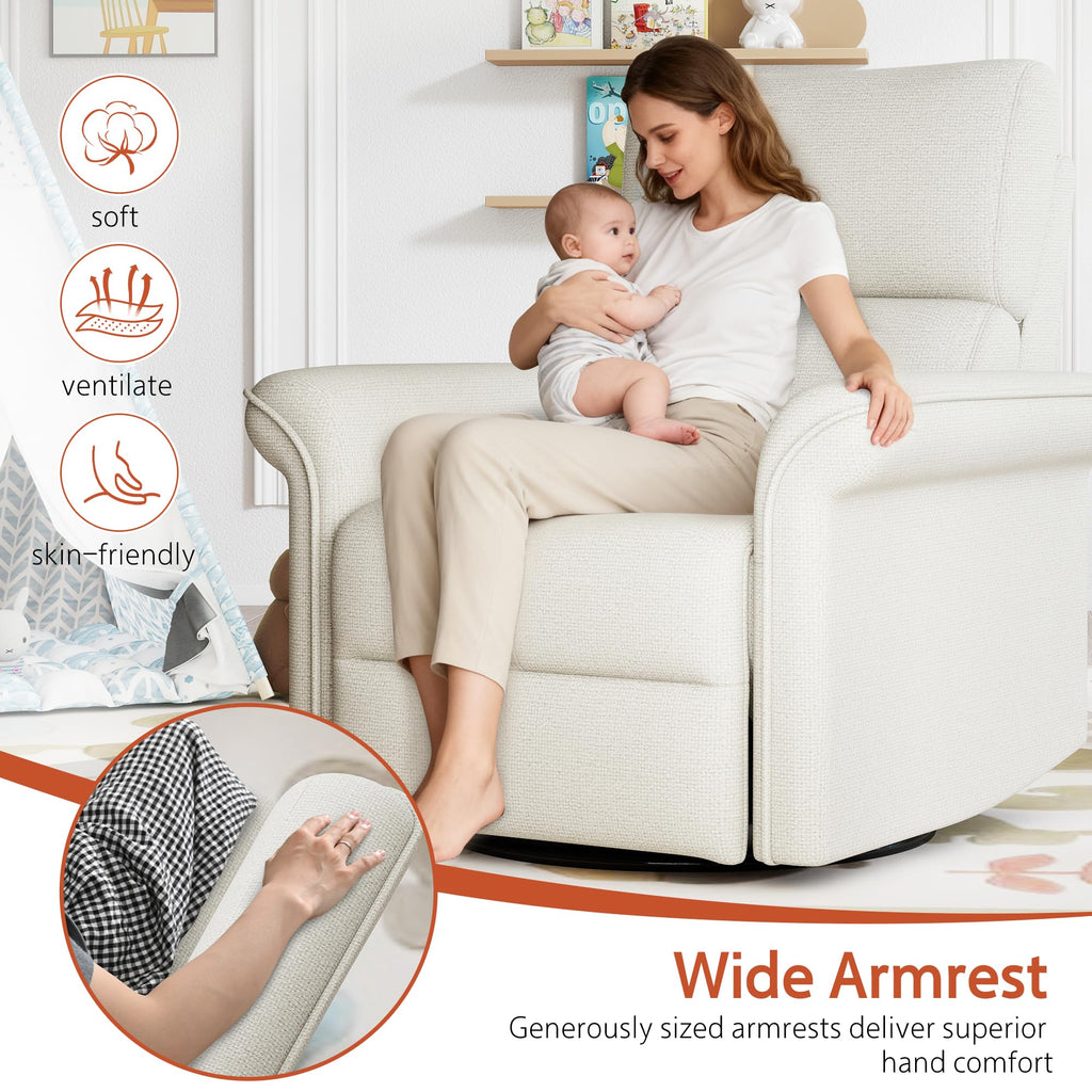 Fabric Light Gray Swivel Rocker Recliner Chair V999