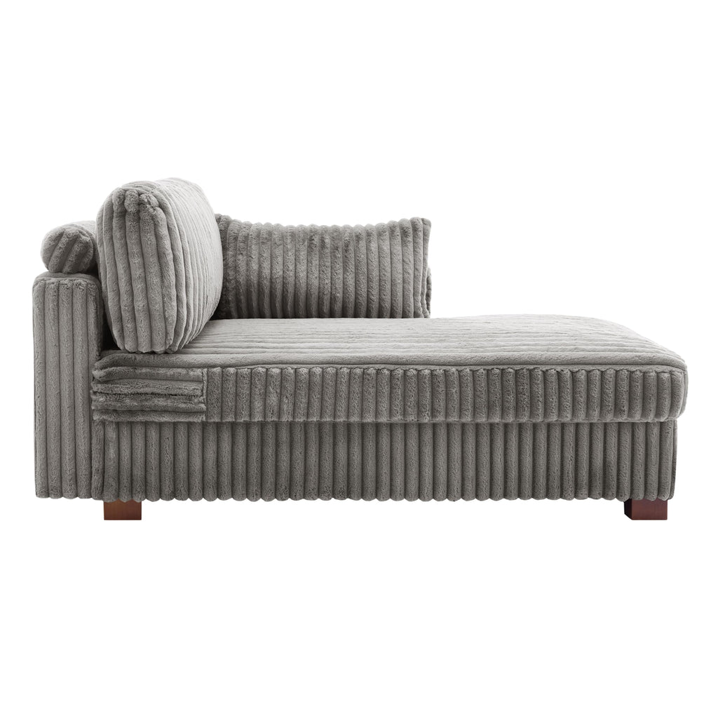 Oversized Faux Fur Upholstered Chaise Lounge Chair with Left Armrest P8236