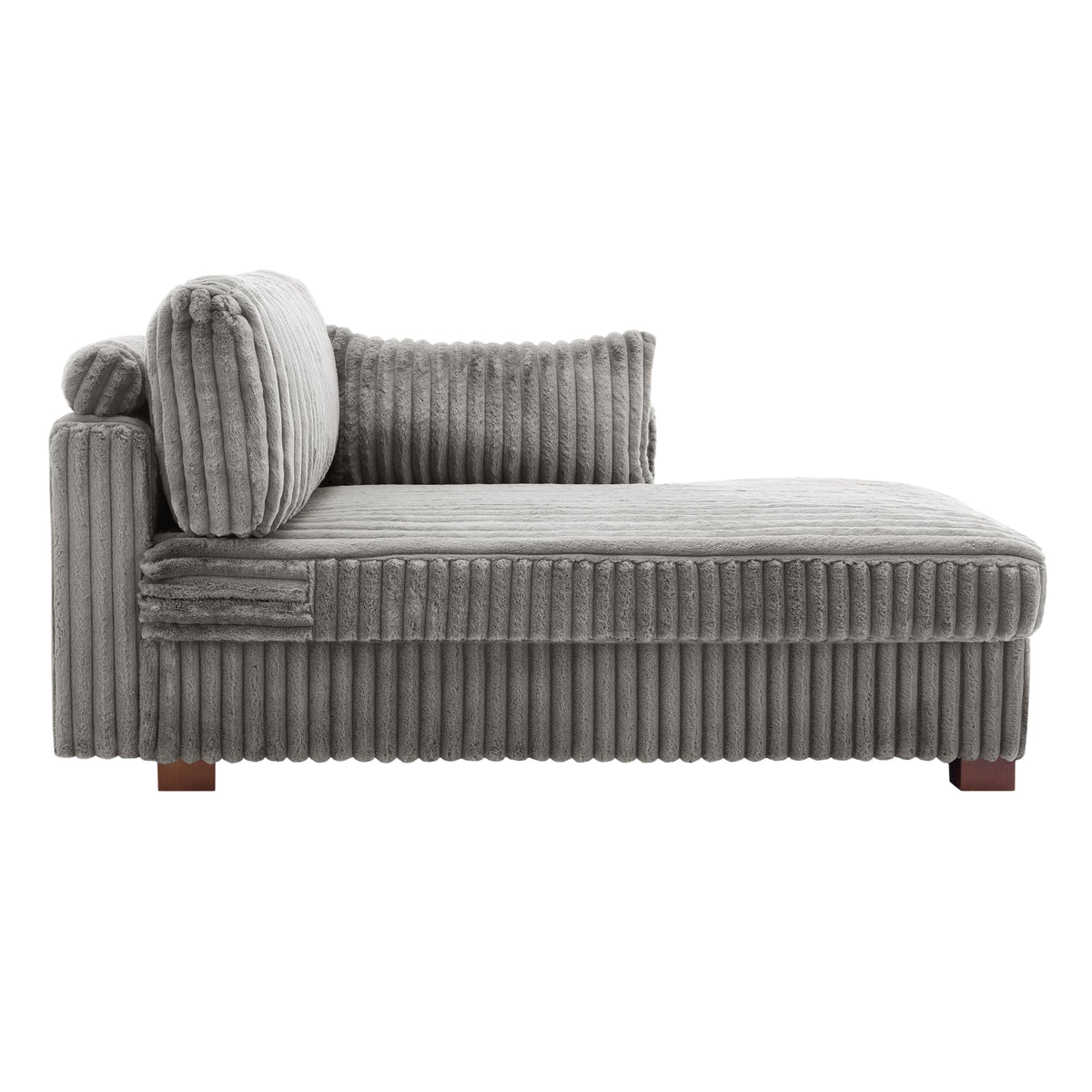 Oversized Faux Fur Upholstered Chaise Lounge Chair with Left Armrest P8236