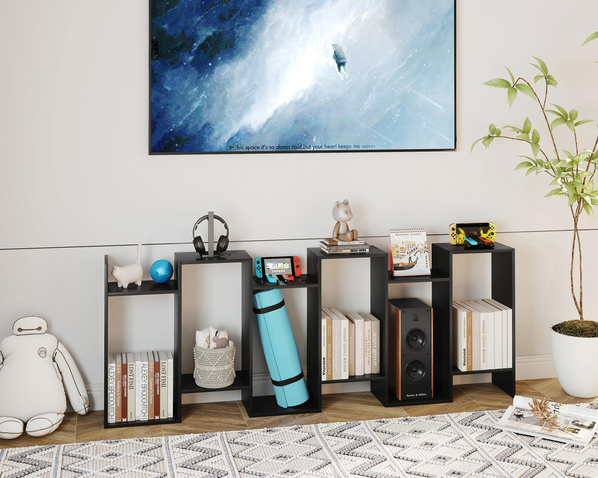 6-Tier Geometric S Shaped Wood Bookshelf E8507