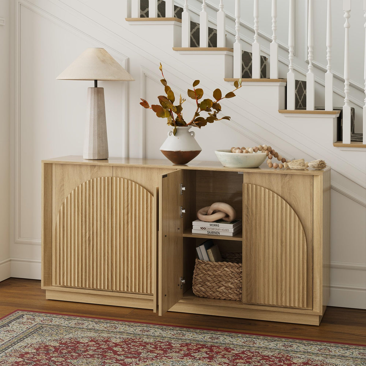 65" Oak Sideboard Buffet Cabinet with Storage T512338