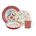 Red Ceramic 16 pcs Dinnerware Set, Service for 4 U3389