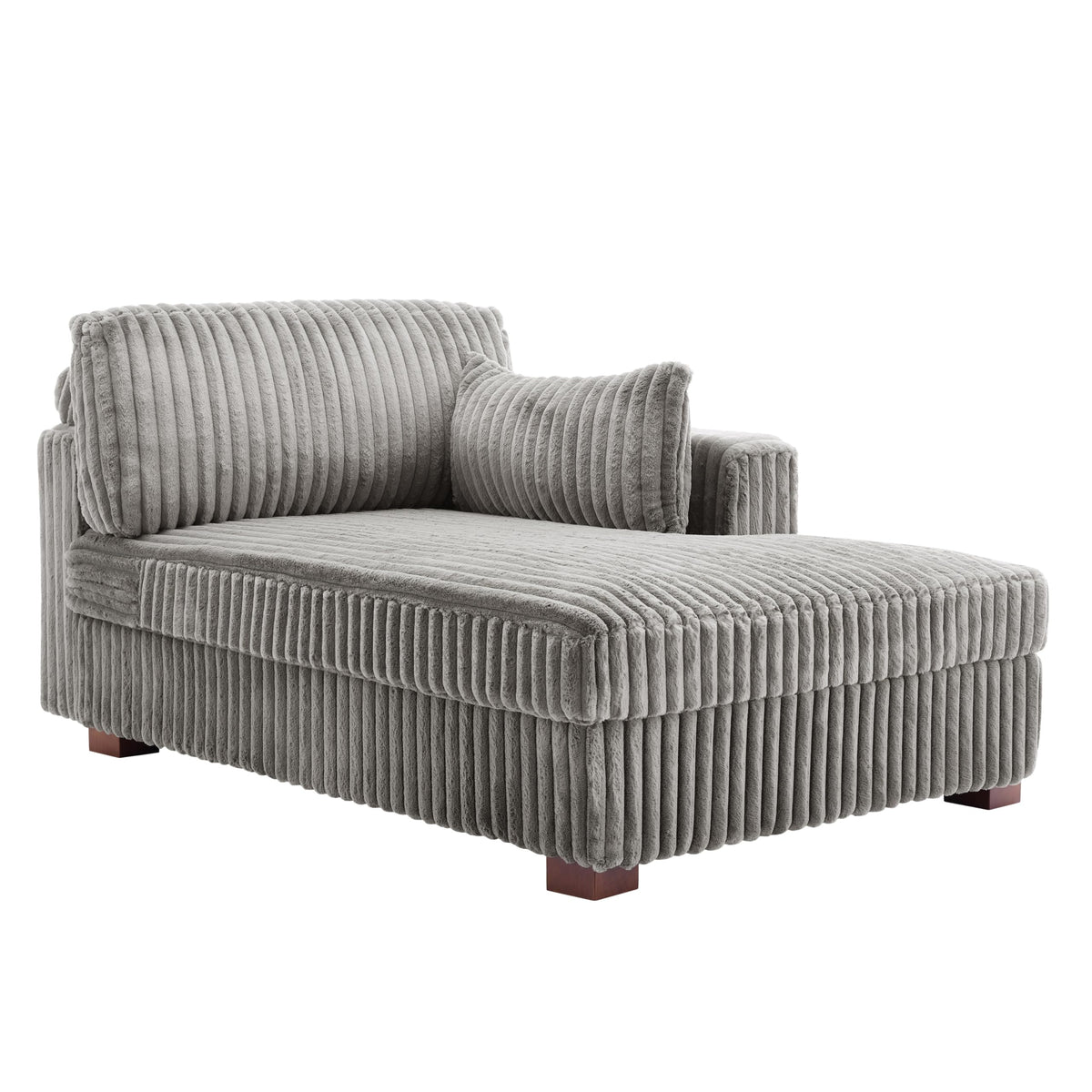 Oversized Faux Fur Upholstered Chaise Lounge Chair with Left Armrest P8236