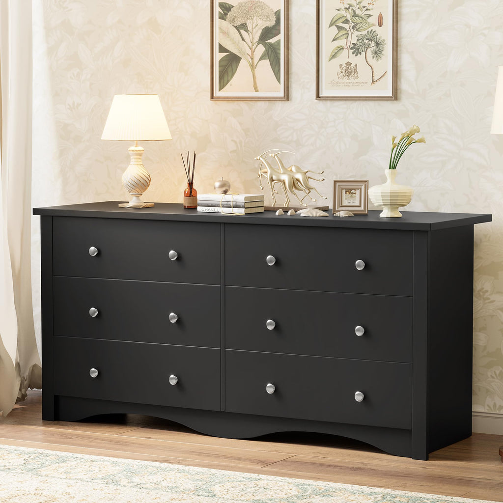 Black 6 Drawer Dresser Q3066