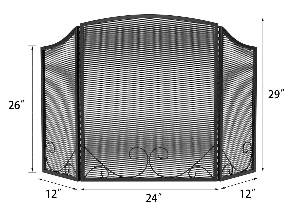 Black Wrought Iron Fireplace Screen X478649