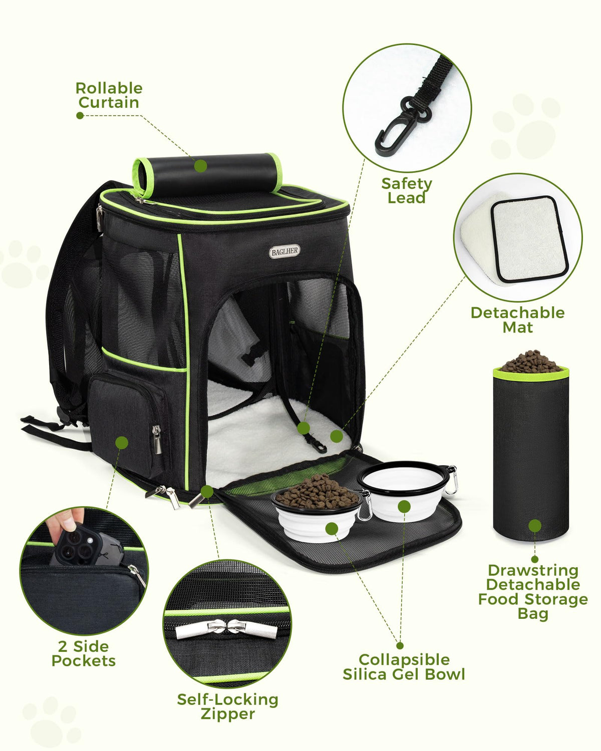 Expandable Cat Carrier Backpack with Breathable Mesh D870