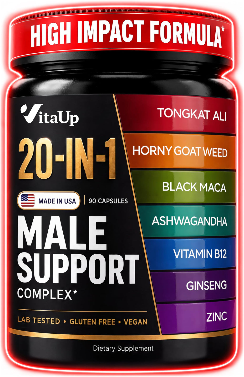 90 Vegan Caps Men Supplements with Tongkat Ali, Black Maca Root, Zinc, Vitamin B12 Q437314