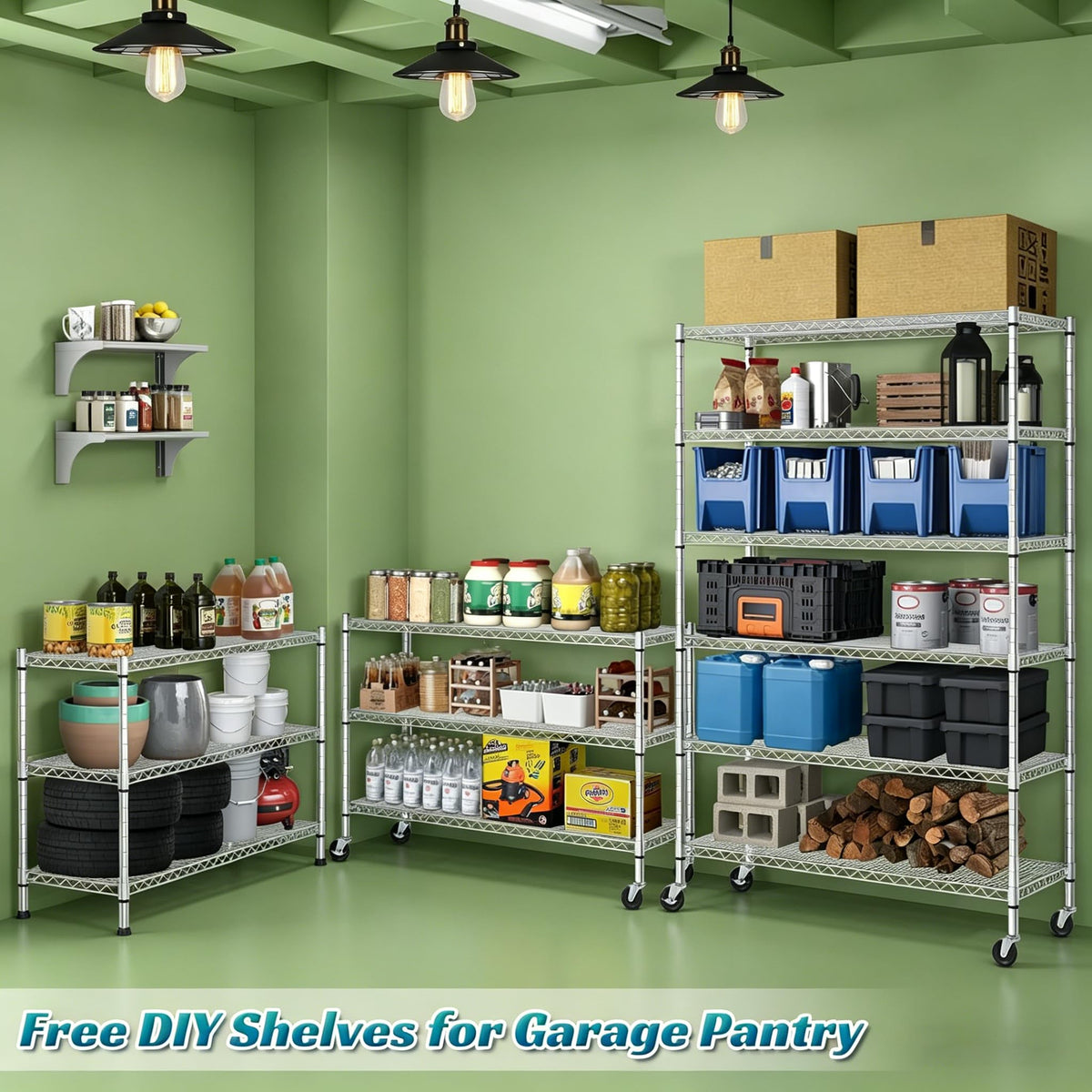 6-Tier Heavy Duty Steel Wire Shelving Unit with Wheels I633254