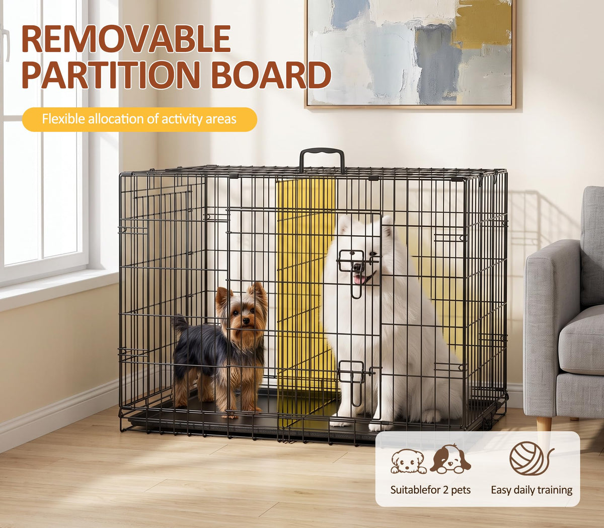 48 inch Folding Metal Wire Dog Crate with Double Door Z609