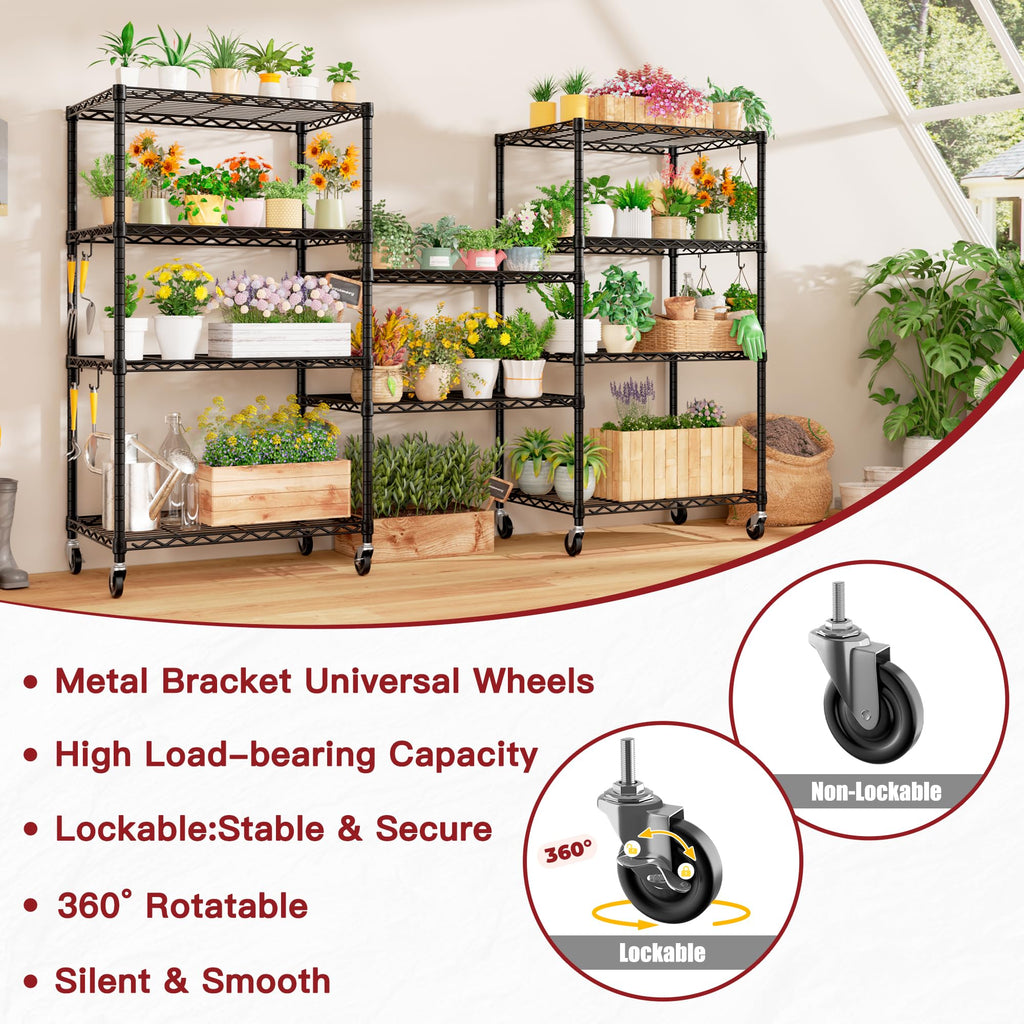 Wire Storage Rack with Wheels Metal Shelving E803197