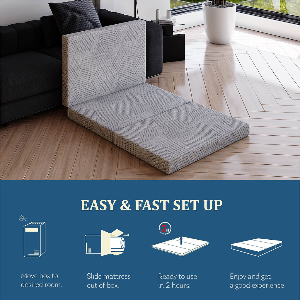 4 Inch Tri Folding Memory Foam Mattress E25657