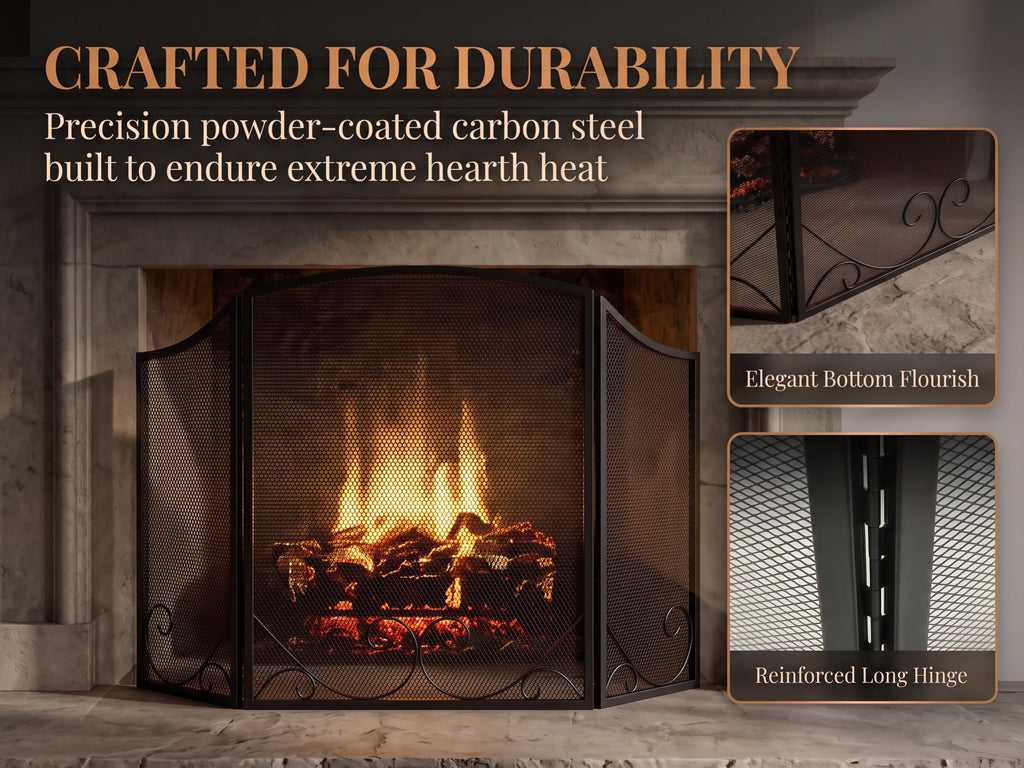 Black Wrought Iron Fireplace Screen X478649