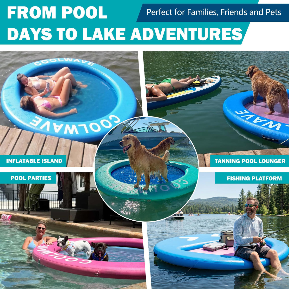 Inflatable Water Hammock Floating Dock with Cup Holders E705428