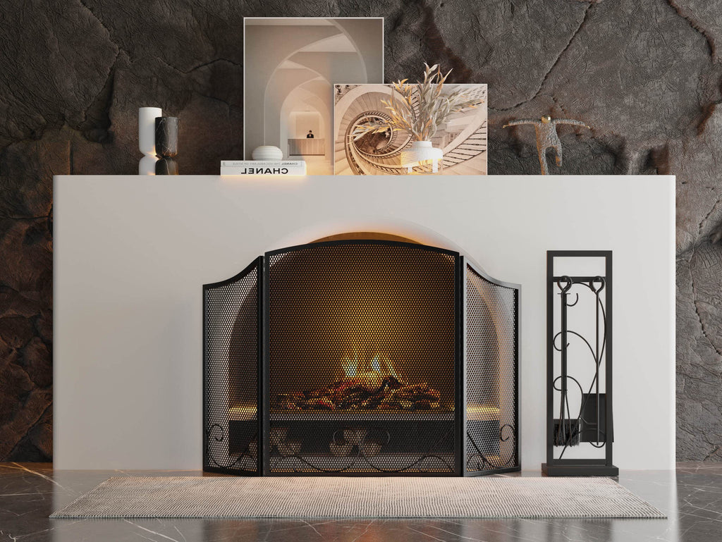 Black Wrought Iron Fireplace Screen X478649