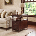 Solid Wood End Table with 2 Drawers and 2-Tier Open Shelf M3825