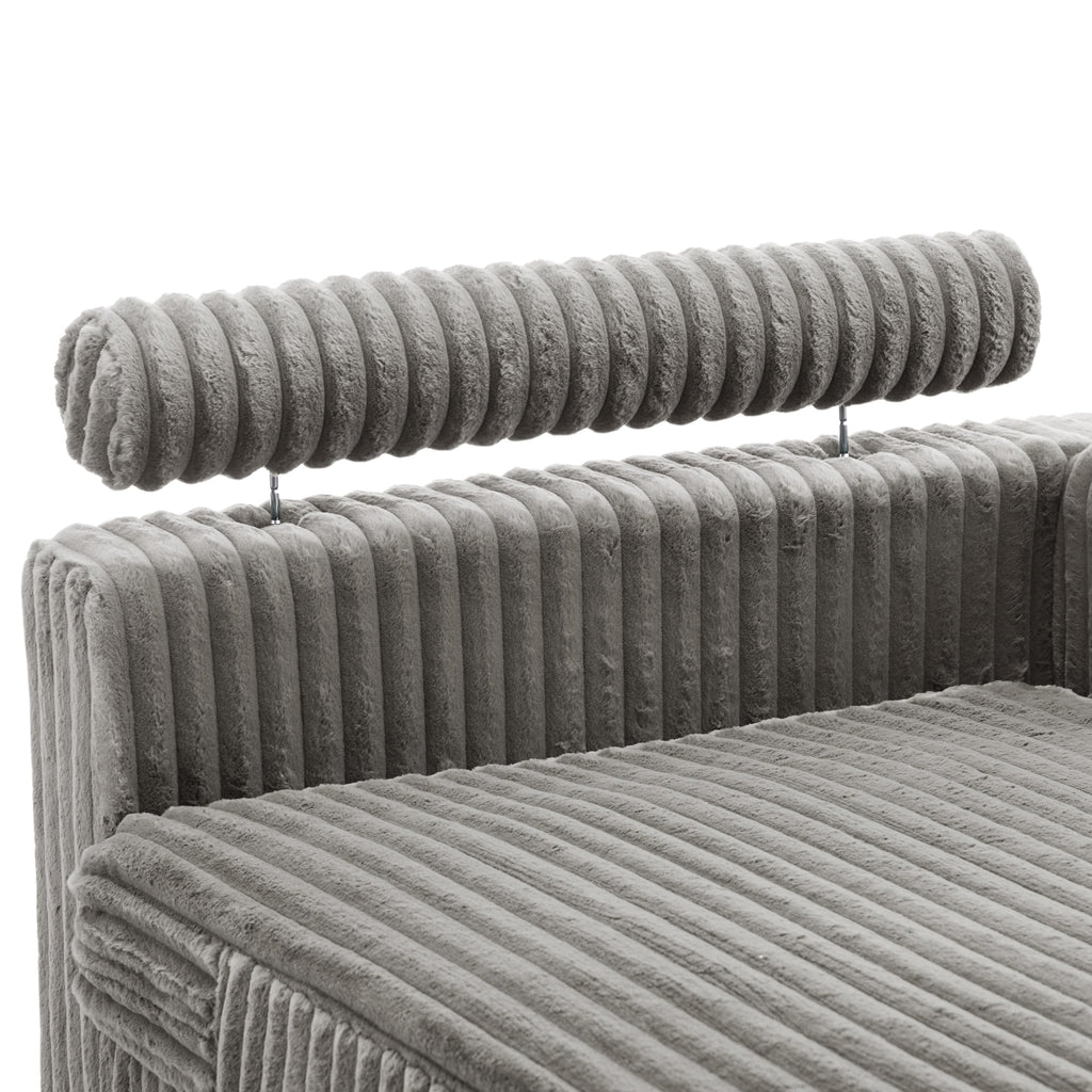 Oversized Faux Fur Upholstered Chaise Lounge Chair with Left Armrest P8236
