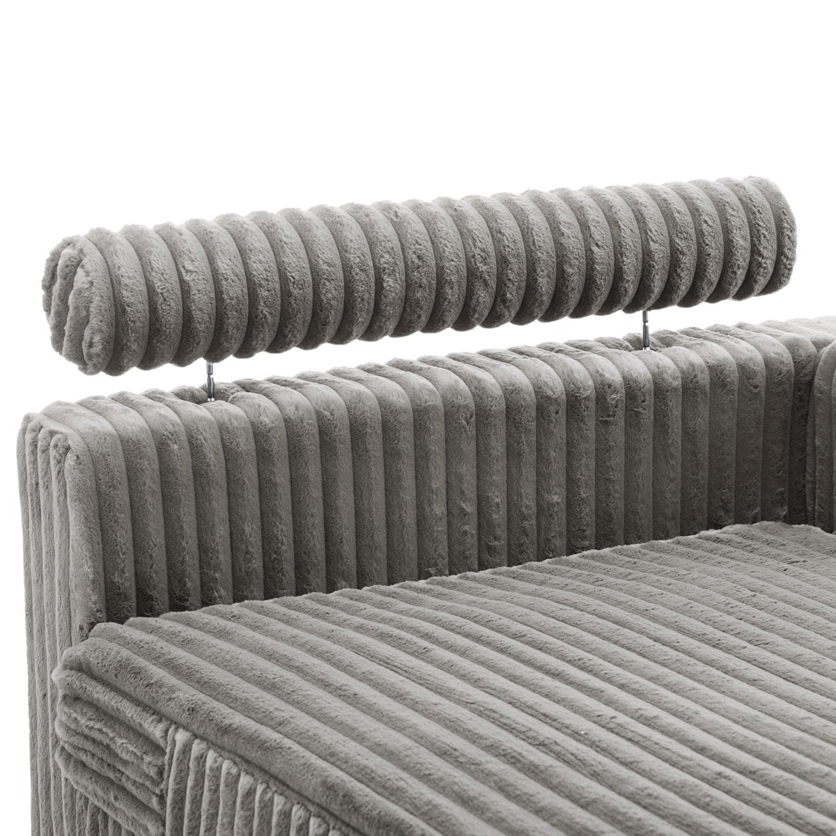 Oversized Faux Fur Upholstered Chaise Lounge Chair with Left Armrest P8236