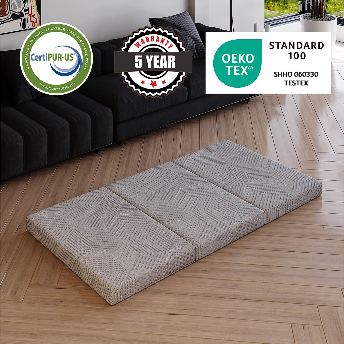 4 Inch Tri Folding Memory Foam Mattress E25657