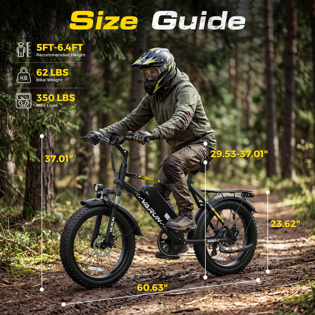 1000W Peak Motor 60+ Miles Fat Tire 20" Electric Bike S477
